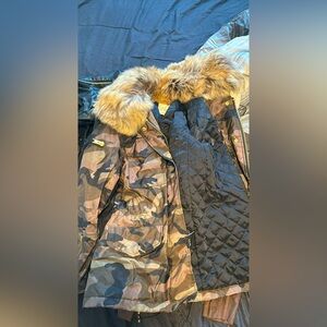 SAM. New York , Woman’s Camo Jacket w Fur (NEW)